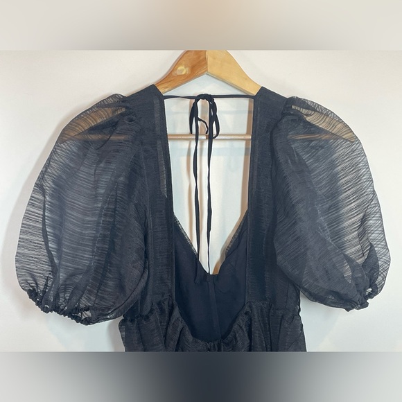 NWT Free People Hailey Black Dress Puff Sleeve Whimsigoth Fairy Size 4 - Picture 8 of 16